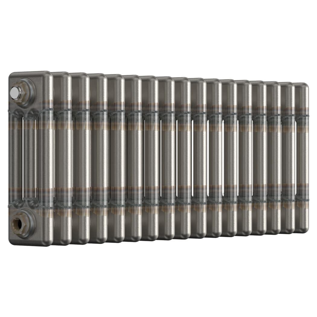 Lux Heat Bare Metal Lacquer Horizontal 3 Column Traditional Radiator 300mm (H) x 785mm (W)