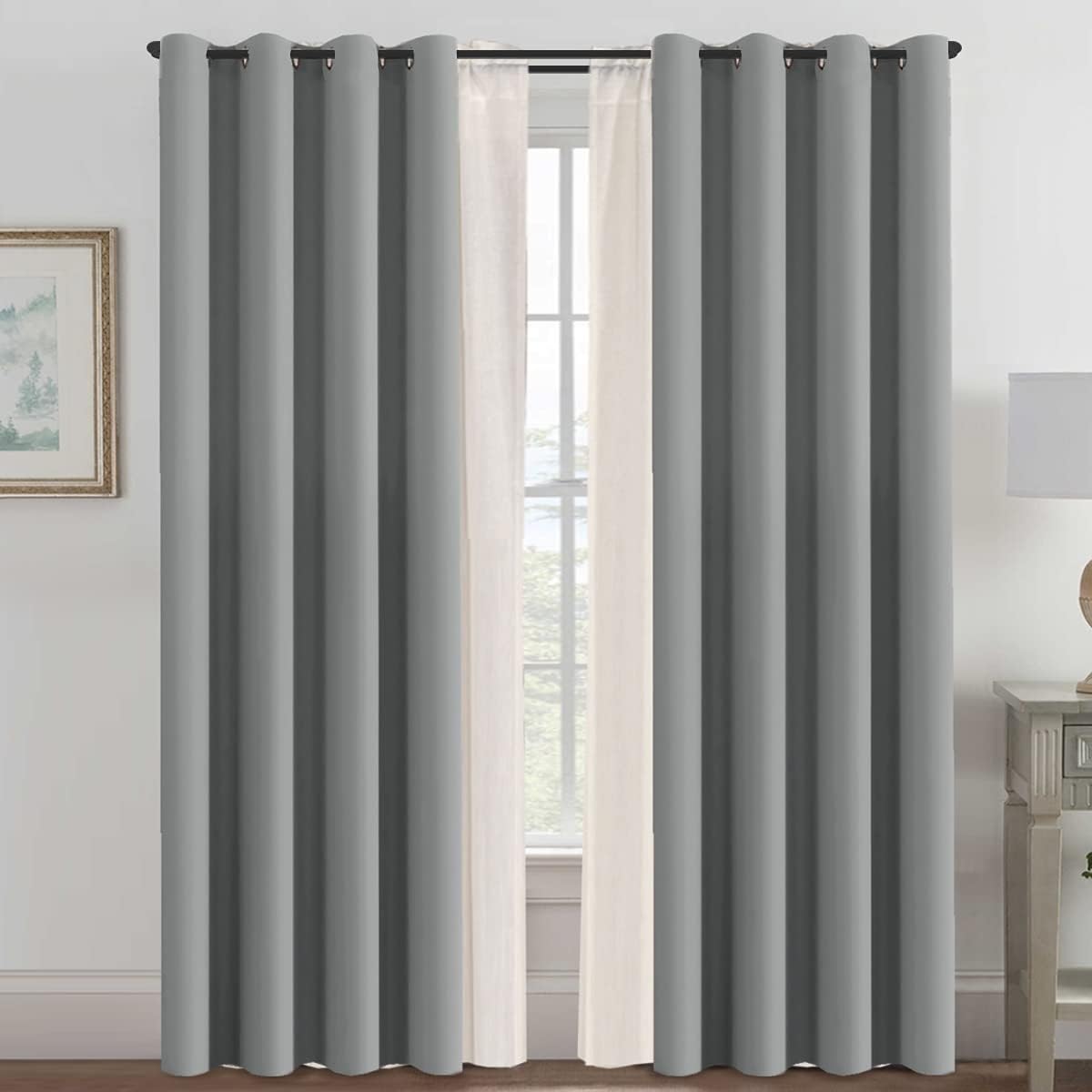 H.VERSAILTEX Double Curtain Rods for Windows 52 to 72 Inch Wrap Around Indoor / Outdoor Double Curtain Rods for Blackout Curtains, Suit for Grommet and Rod Pocket, Matte Black : Home & Kitchen