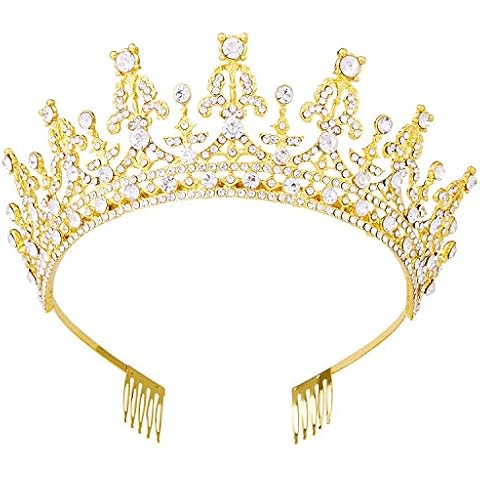Vofler Gold Crystal Rhinestone Tiara Cover