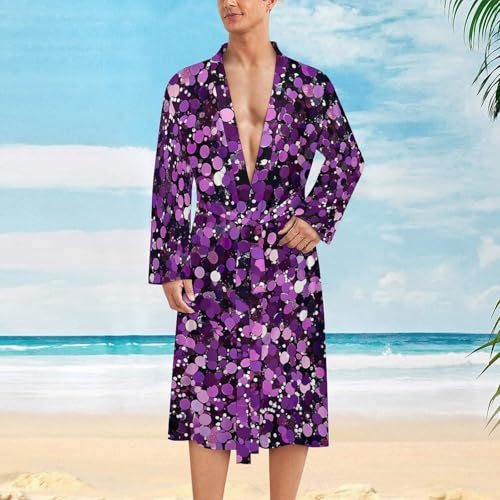 Purple Glitter Pattern Funny Men's Robe Novelty Soft Lightweight Bathrobe Long-sleeve Spa Robes2