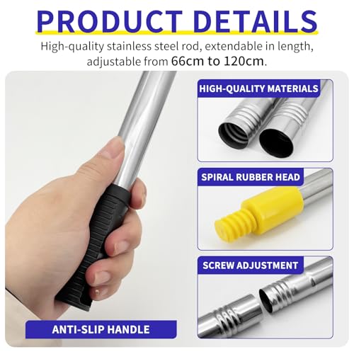 Dachboden Haken Bodentreppe Dachfenster stockhaken Stange - Dachfenster Fensteröffner Stange zum Öffnen Dachbodenluke, Bodentreppe Ersatzteile für Dachbodentreppe, 120cm, 4-teilige Stange mit Haken