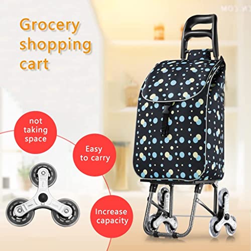 Einkaufstrolley, zusammenklappbar, wasserdicht, für Lebensmittel, Einkaufen, mit Rädern, tragbar, Schwarz 40 x 88 cm – Bild 3