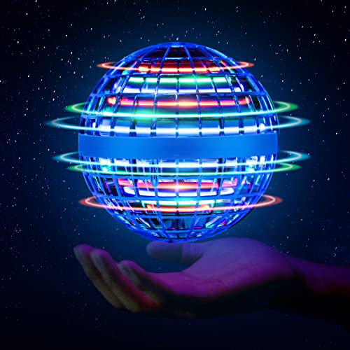 Flying Orb Ball Toys, Kids Cool Flying Spinner Drone, RGB Lights Magic Hand Controlled UFO, LED Rotating Cool Fidget Toys for Kids Indoor&Outdoor