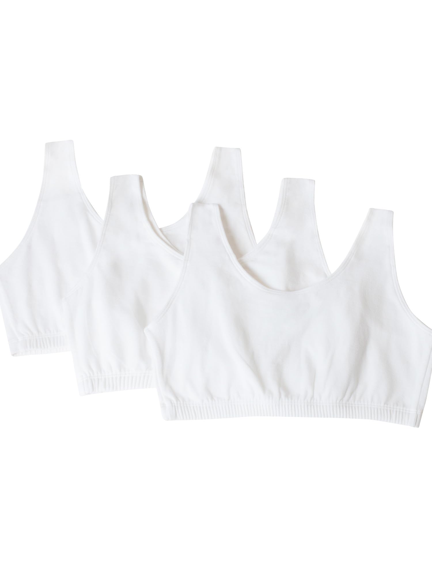 Fruit of the Loom Women's Built-Up Sports Bra White-3 Pack