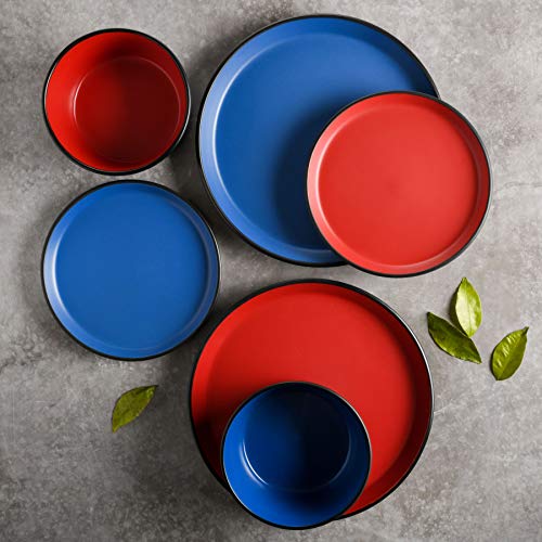 Image of Gibson Home Sofia Coupe Stoneware Dinnerware Set, Service for 4 (12pcs), Matte Red