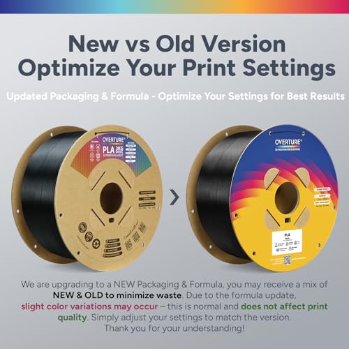 Image of OVERTURE High Speed PLA Filament 1.75mm, Neatly Wound 3D Printer Filament 3kg Spool (6.6lbs) Rapid PLA, Dimensional Accuracy + /- 0.02 mm, Fit Most FDM 3D Printers (Black 3KG-1 Pack)