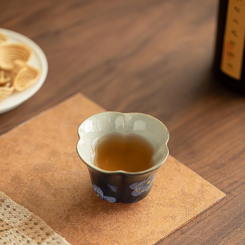 Tea Cup Hand-Painted Pink Plum Blossom, Host, Flower Mouth, Ceramic Exquisite Kung Fu Soaking Container