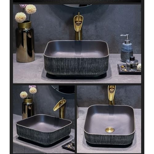 Lavabo redondo simple de cerámica para baños pequeños 4