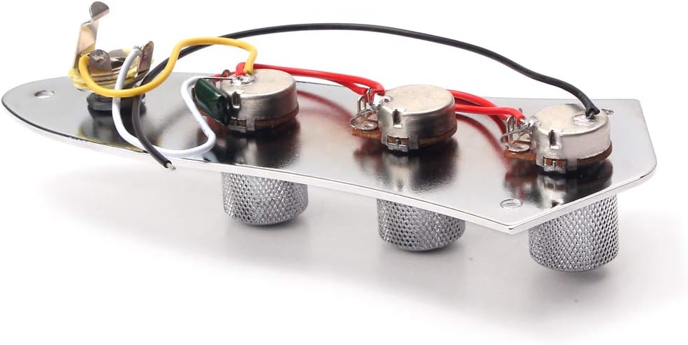 Alnicov Guitar Wired Loaded Prewired Control Plate Harness Switch Knobs，for JB Style Bass Guitar，Chrome