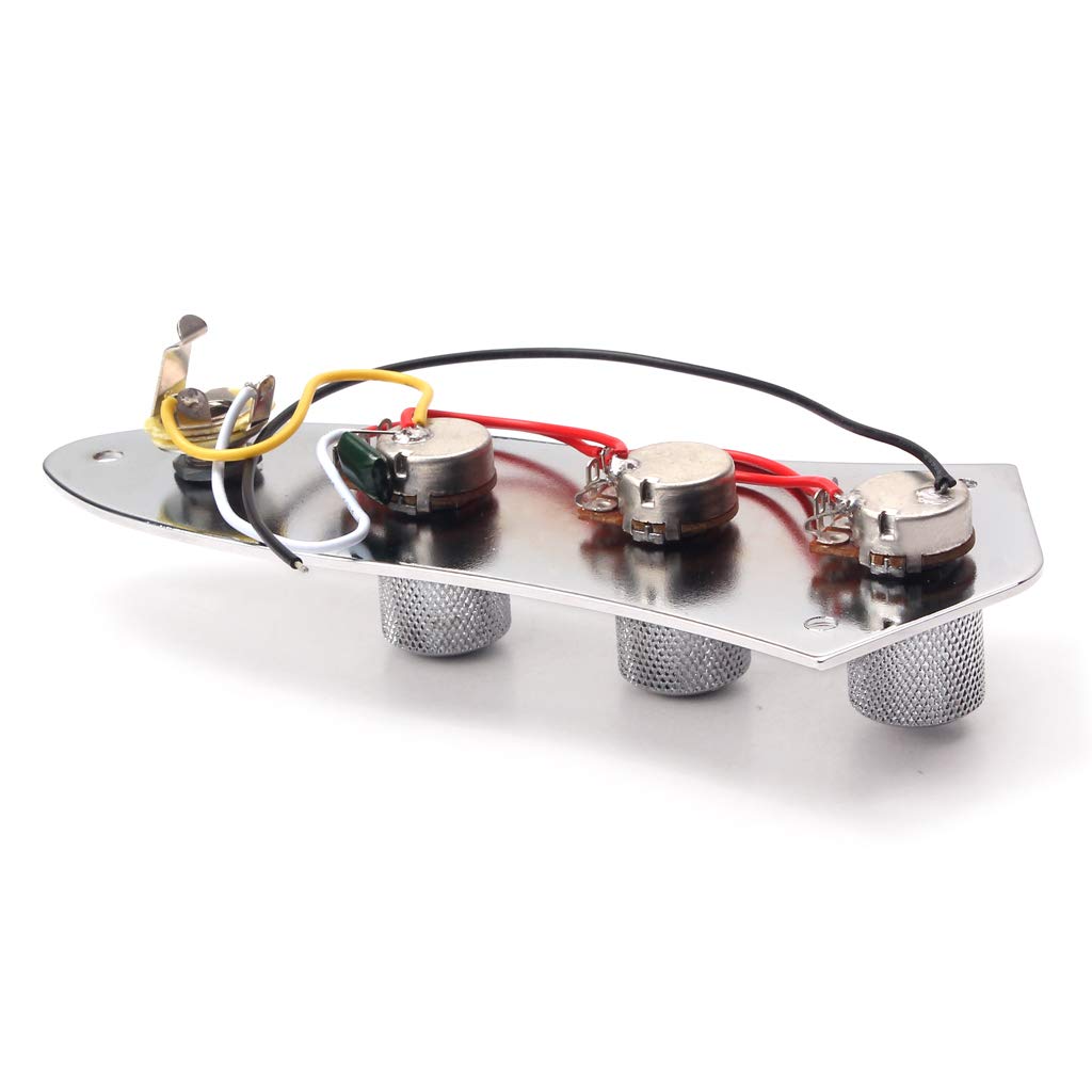 Alnicov Guitar Wired Loaded Prewired Control Plate Harness Switch Knobs?for JB Style Bass Guitar?Chrome