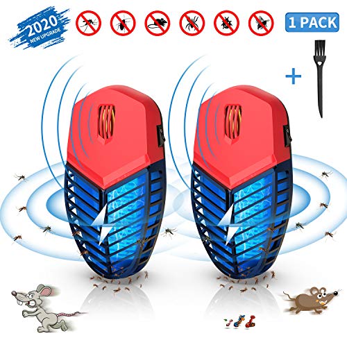 Zanzariera Elettrica,Repellente Ultrasuoni per Topi Due in uno,Lampada Antizanzara Elettrica Trappola per Zanzare,Trappola Zanzare Anti Insetti per Casa Giardino Interno Esterno E scaccia i topi(2pcs)