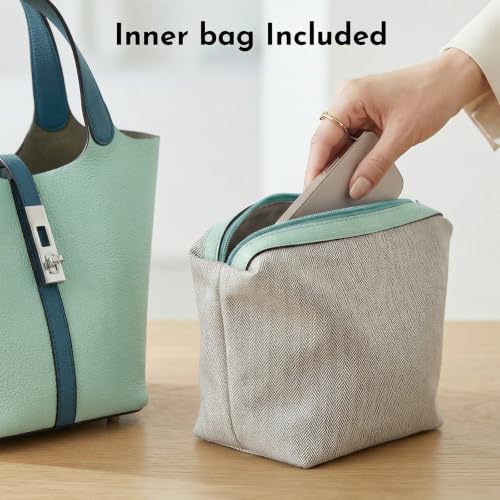 Image of Tote Bag for Women Vegan Leather Bucket Purse for Women Top Handle Handbag Shoulder Bag with Detachable Small Purse