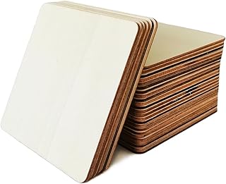 30PCS 4x4 Inch Wood Squares, Unfinished Blank Natural Square Wood Pieces Wooden Cutouts for DIY Crafts Painting, Scrabble Tiles, Coasters, Home Decoration