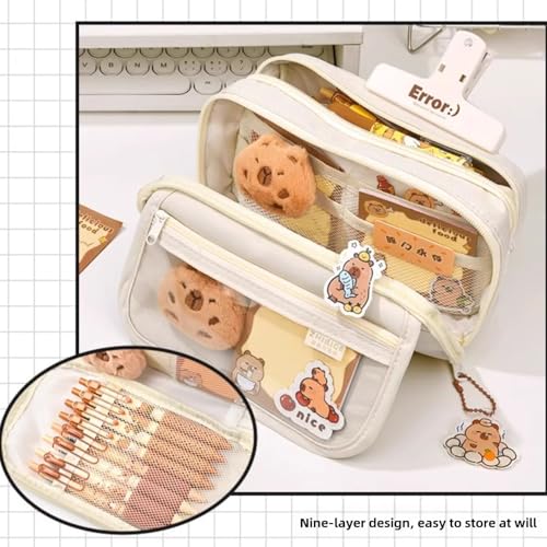 Cute Capybara Backpack with Chic Large Case and More Pins Ita Bag Kawaii Cartoon Large Capacity Mochila De Gift (Brown)3