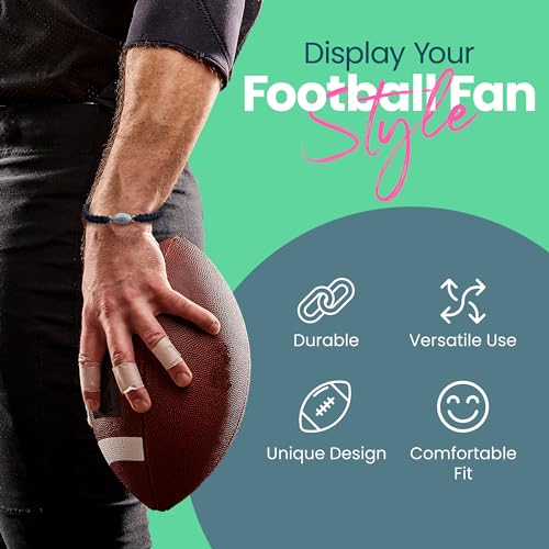 Sportybella Football Bracelet Adjustable Paracord Bracelets (Black) Unisex Football Charm Bracelet. Weaved Bracelet String W/Football Charm. thumb #3