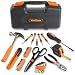 VonHaus Orange 39-Piece Homeowner Tool Set - General Household Hand Tool Kit with Plastic Toolbox Storage Case