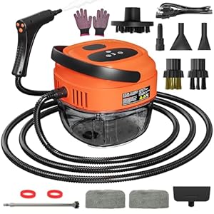 Handheld Steam Cleaner, 2500W High Temperature Pressurized Machine with 1.7L Water Tank, Handle-Controlled Steam Output, Portable Cleaning Steamer for Home, Car, Bed Bugs, Furniture, Grout (Red)