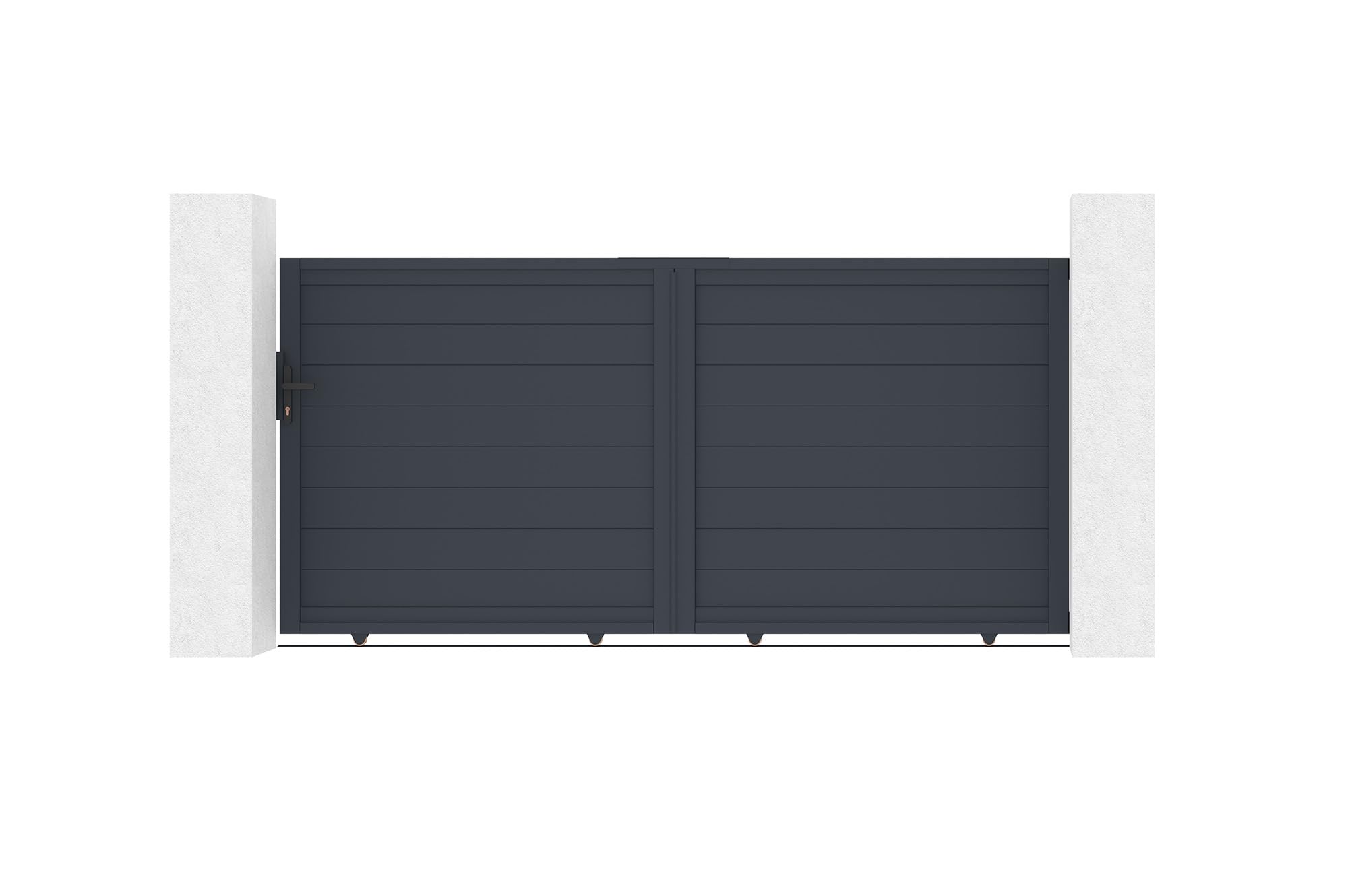 Casanoov Portail coulissant 3m EIGER H.140cm + Portillon 1m EIGER H.140cm aluminium gris