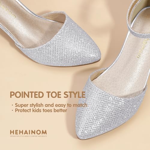 Image of Hehainom Girls Dress Shoes Chunky High Heels Ankle Strap Pumps