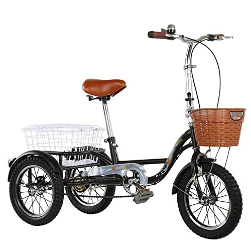 Bici a Tre Ruote Bici Triciclo Adulti 14 Pollici, Pedali Sport all'Aria Aperta, Bicicletta a Tre Ruote Genitori Che Vanno a Prendere e Lasciare i Bambini, pedalando
