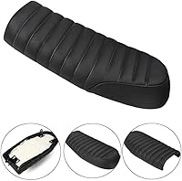 Vista 7 de Sillín universal plano Brat Vintage para motocicleta, asiento de estilo Cafe Racer para CB Yamaha XJ (Negro)