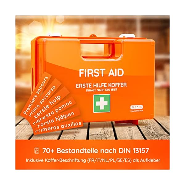 Erste Hilfe Koffer nach neuer DIN 13157:2021 | Gefüllt, inkl. Wandhalterung und gratis Aufklebern | Erste Hilfe Kasten… – Bild 8
