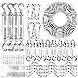 🧵【Stabile Kabelstruktur】Dieses Stahlseil besteht aus hochwertigem Metall, das aus 7 Gruppen×7 Litzen aufgebaut ist, wobei jede Litze 7 Einzeldrähte enthält, die dann in 7 Gruppen zu einem Kabel geflochten werden. Es ist dicht gewickelt und stark genug Kern, um eine lange Lebensdauer zu gewährleisten. Und das beigefügte Zubehör ist wasserdicht und langlebig, korrosions-und rostbeständiges 304-Edelstahlmaterial. Sie sind schön gemacht und haben keine ausgefransten Kanten.