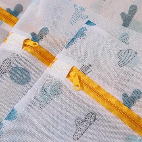 Image of HomeCloud Mesh Laundry Bags | Safeguarding Delicate Fabrics in Your Washing Machine | Set of 5 with Zip Lock for Delicate Clothes, Stockings, Underwear, Bras & Lingerie (Yellow)