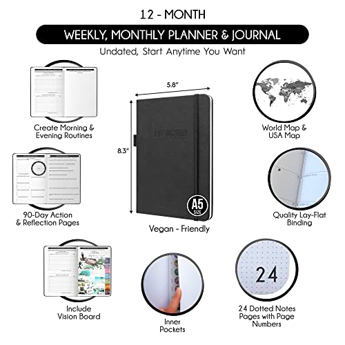 Life And Goal Planner - Undated Daily, Weekly & Monthly Planner For Passion, Organizer, Increase Productivity, Purpose, Success & Happiness, Journal, Agenda, To Do List, Business Planner, Notes, Appointment Book, Undated Planner Start Anytime #TOP1