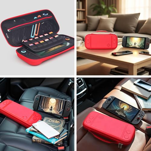 Funda delgada compatible con Nintendo Switch 2 estuche protector bolsa de transporte roja 2
