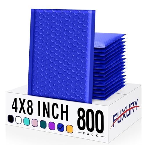 Image of Fuxury Bubble Mailers Bulk 800Pcs 4x8 inch Royal Blue Shipping Padded Envelopes