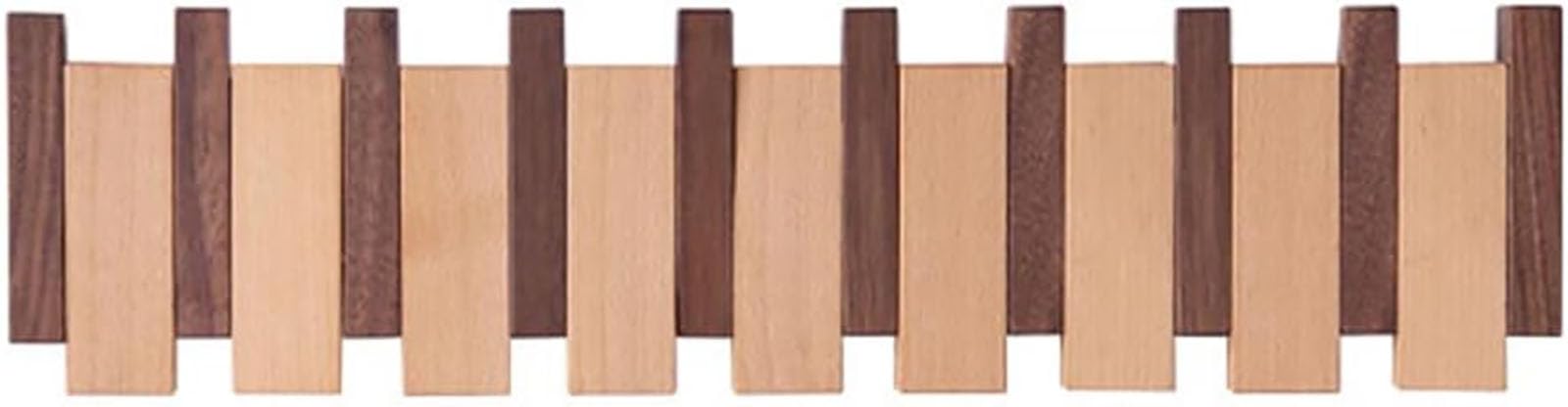 Perchero para Piano, Perchero para Llaves de Piano de Madera Maciza, Perchero de Pared con Ganchos abatibles 4/6/8, Perchero de Haya y Nogal Negro, para Entrada, Sala de Estar, Dormitorio,8 Hooks