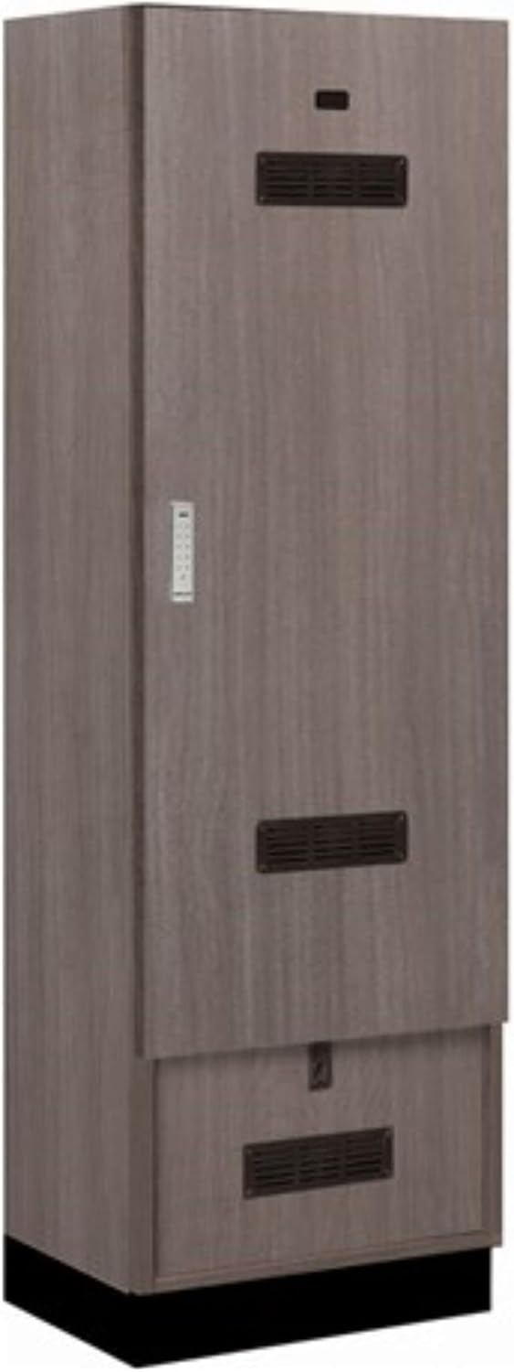 Salsbury 24" Wide Premier Wood Gear Locker - 6 Feet High - 18 Inches Deep - Skyline Walnut - Silver Electronic Locks
