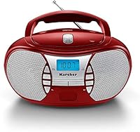 Karcher RR 5025-R tragbares CD Radio (CD-Player, Boomboxen, UKW Radio, Batterie/Netzbetrieb, AUX-In) rot