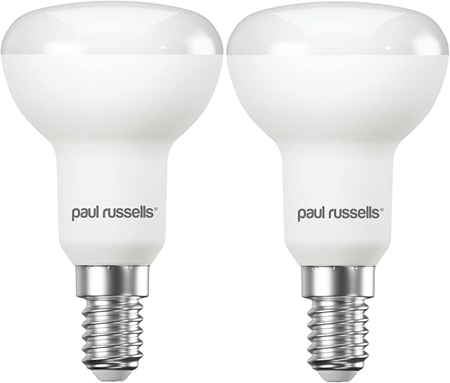 paul russells Warm White E14 Spotlight 6W LED Reflector R50 Light Small Edison Screw 40w Equivalent Bulb 470 Lumen 2700K Frosted 120° Beam Angle SES Energy Saving Bulbs, Pack of 2