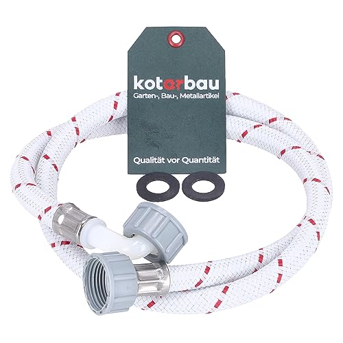 KOTARBAU® Goma Lavadora, Manguera de entrada para lavadoras, 1 m x 13 mm, manguera blindada para lavavajillas, manguera de 3/4 pulgadas, arco / recto para lavavajillas, piezas de repuesto con junta