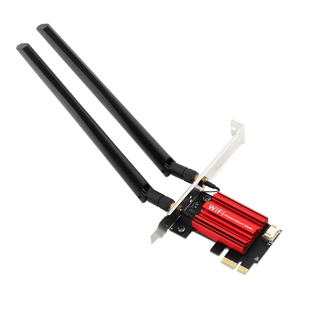 Tarjeta de red PCIe AC1200 de doble banda para escritorio con Bluetooth 5.1, compatible con Windows 10/11, transmisión de oficina para juegos, 2 antenas de alta ganancia