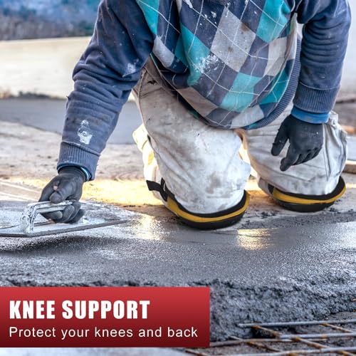 Image of Professional Knee Pads for Work Construction with Heavy Duty Cap Foam Padding Gel Cushion Knee Pads for Men, Comfortable Adjustable Strong Strap, Military Grade Rivet for Flooring Gardening, Yellow