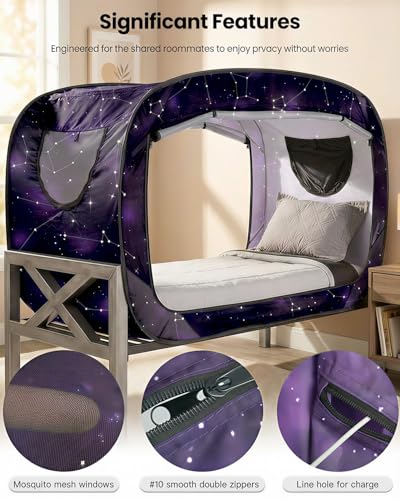 Image of ANC POP Bed Tent Full Bed Canopy Tents Portable Dream Tent for Kids and Adult Indoor Sleeping Tents with 2 Doors Breathable Private Space Tents