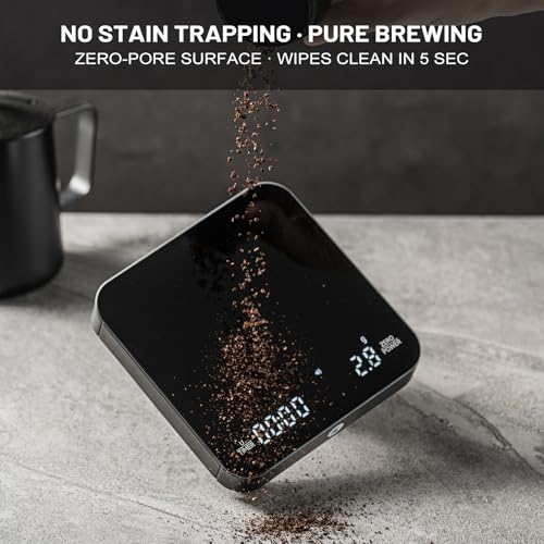 Image of KitchenTour CafeMetric Coffee Scale with Timer 0.1g /2000g - Precision Small Scale for Espresso & Pour Over - Mini Scale with LED Display AAA Battery Black