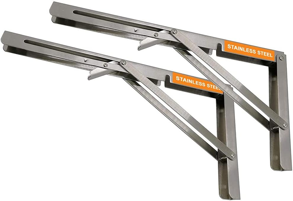 Premium 200mm/ 8" Foldable Stainless Steel Multipurpose Bracket, Shelf Bracket, l Bracket, Wall Brackets, wall Angle Bracket, Folding Table Bracket with Fittings for fold Down Table.