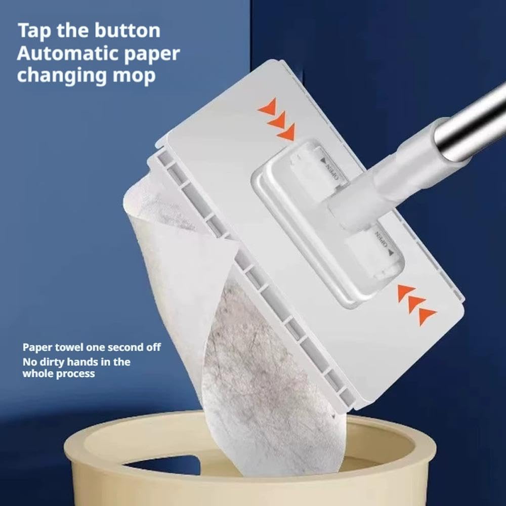 Mopa con sistema de sujeción a presión, paño de sujeción automática, trapeador de suelo con paños de microfibra reutilizables, barra de limpieza húmeda y seca y paños de barrido para limpieza de