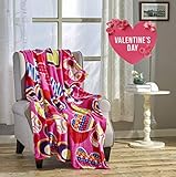 Décor&More Amor Eterno Be Mine Love Collection Heart Ultra Plush Throw Blanket (50" x 60") - Neon He