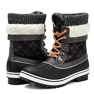 ALEADER Snow Boots for Women, Warm Winter Boots with Fur for Hiking, Skiing Black/Grey 8 B(M) US
