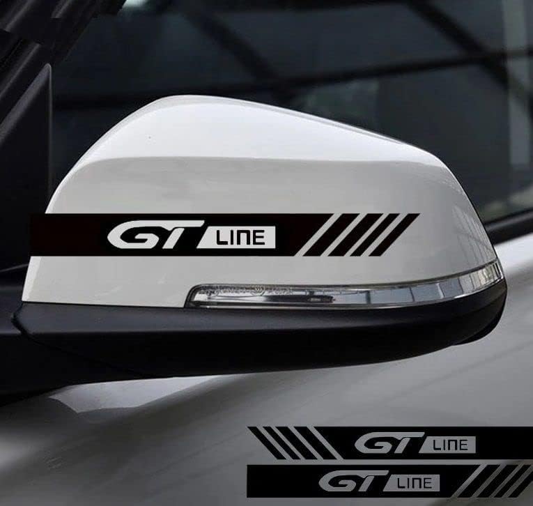 ISEE 360® G T Line Side Mirror Strips Car Exterior Stylish Vinyl Decal Sticker for Sides Hoods Bumper Rear (Black) (15 x 3 cms)