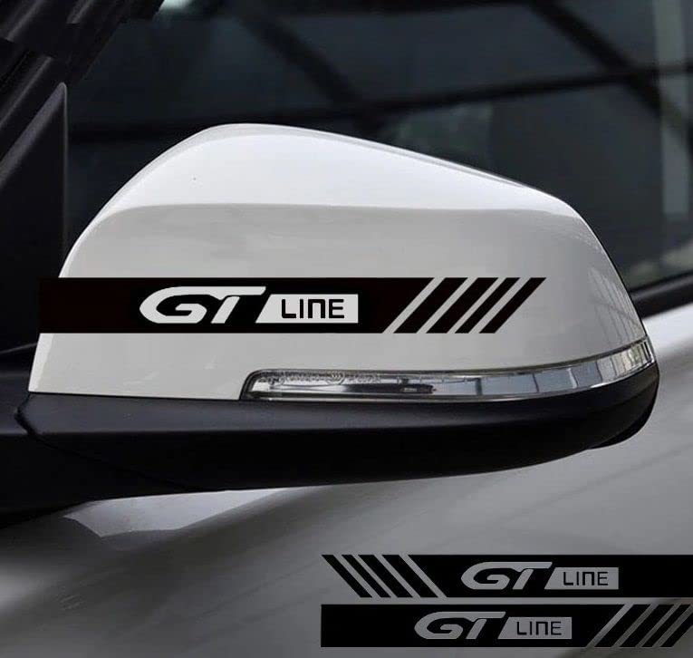 ISEE 360® G T Line Side Mirror Strips Car Exterior Stylish Vinyl Decal Sticker for Sides Hoods Bumper Rear (Black) (15 x 3 cms)