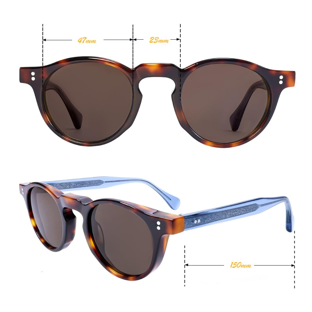 Gafas de sol de lujo retro con lentes polarizadas para hombres y mujeres, protección UV400, montura gruesa de acetato