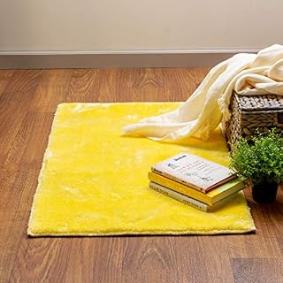 Super Area Rugs Soft Faux Rabbit Fur Washable Rug Small Mat, Yellow 2