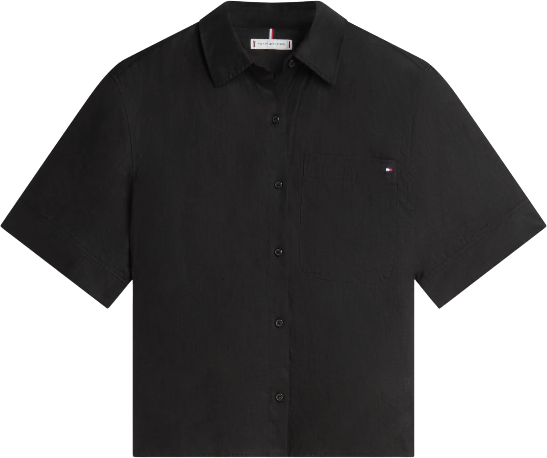 Tommy Hilfiger Damska koszula Ess Linen Ss WW0WW48925, czarna, XS