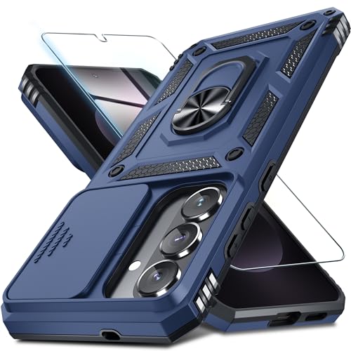 Janmitta Compatible with Samsung Galaxy S26 Case Built in Slide Camera Lens Cover+Screen Protector+Finger Ring Holder Kickstand,Heavy Duty Shockproof Full Body Phone Cover,2026 Blue by Janmitta - Used condition - US$5.60